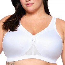 Glamorise Women's Plus Size MagicLift Active Support Bra Wirefree #1005, White, 40K