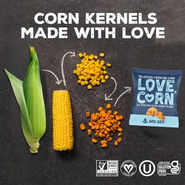 LOVE CORN Sea Salt 0.7oz x 20 Bags - Delicious Crunchy Corn - Healthy Family Snacks - Gluten Free, Kosher, NON-GMO - Alternative for Chips, Nuts, Crackers & Pretzels - Perfect for Charcuterie Boards