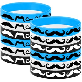 CupaPlay 48PCS Moustache Rubber Bracelets Party Favors-Moustache Silicone Wristbands Party Supplies Decorations Black Moustache Whiskers Birthday Gifts Events Prize