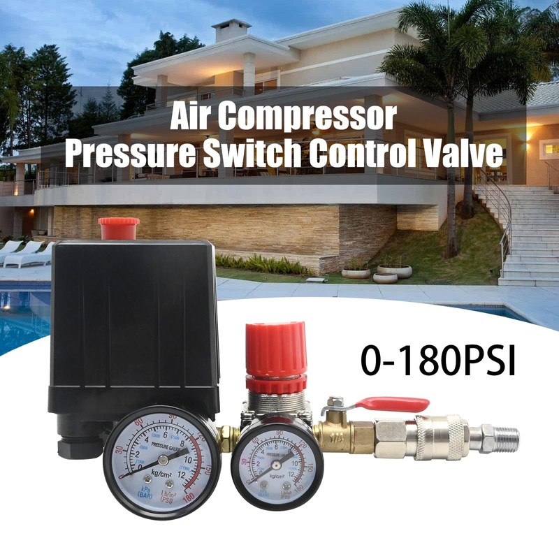 EATAKWARD Air Compressor Pressure Switch Control Valve, 0-180PSI Pressure Regulator