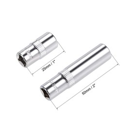 TOP-VIGOR 2Pcs 1/4-Inch Drive by 8mm Deep and Shallow Socket, Cr-V Drive Socket, 6-Point, Metric for Auto Repairing and Household