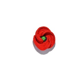 Red Poppy Brooch Crochet Pin Badge Handmade Cotton Flower