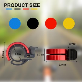 Ruayia Bicycle Bell, Mini Bicycle Bell, Mountain Bike, Bicycle Bell, Bicycle Bell for Bike, MTB, Mountain Bike, Perfect for Cycling Enthusiasts, 22-22.8 mm Handlebar - Red