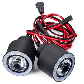 MORFUM RC Car Front Angel Eyes 2LEDs Lights Headlights Compatible with Axial SCX6 AXI05000 Wrangler 1/6 RC Crawler Car Headlamps Parts (White+White)