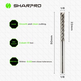 SHARPRO Tungsten Carbide Burr Die Grinder Bit 1/8 Inch Shank and 1/8 Inch Cutting Dia. Drill Bit for Dremel Rotary Tools PCB Wood HDF Carbon Fiber and Metal Grinding (3PCS)