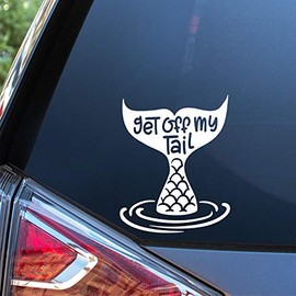 Sunset Graphics & Decals Get Off My Tail Mermaid Car Decal Sticker | Cars Trucks Vans Walls Laptop | White | 5 inches | SGD000052