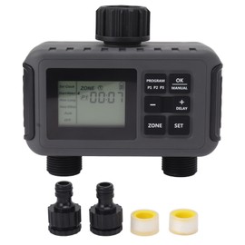 Sprinkler Timer 2 Zone Water Timer Programmable Rain Delay Manual Watering Auto Watering Mode IP55 Waterproof Long Lasting Hose Timer for Garden Yard EU Plug