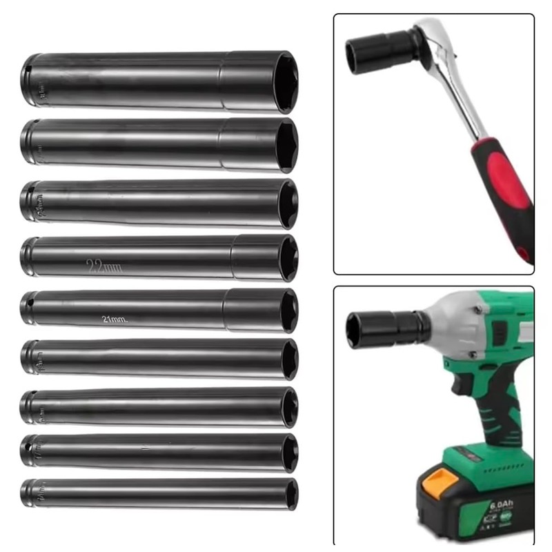 COSMOSFACTORY Long Deep Socket, 0.9 inches (24 mm), Total Length