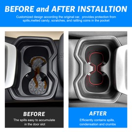 REMOCH 3D Cup Holder Inserts for Toyota RAV4 Accessories 2025 2024 2023 2022 2021 2020 2019 Silicone Cup Coaster Mats Pad Center Console Liner (2Pcs Set, Red Trim)