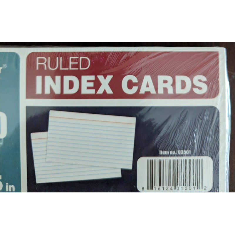 iScholar Index Cards, White, Ruled, 3 x 5 Inches, 100
