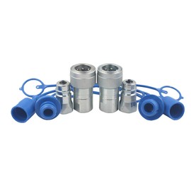 2 juegos de 1/2 pulgadas NPT ISO5675 de acero al carbono hidráulico de conexión rápida para tractor/acoplador válvula de poppet tipo pionero, juego con tapa antipolvo