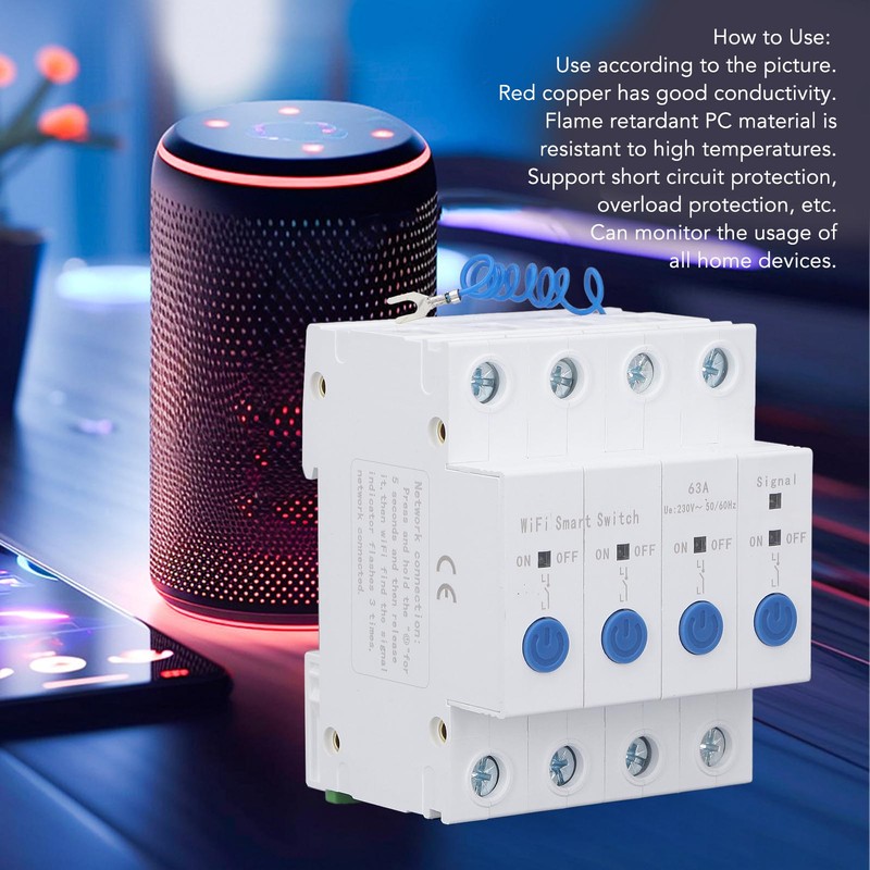 WiFi Circuit Breaker 4P Remote Control Timing Delay Circuit Breaker