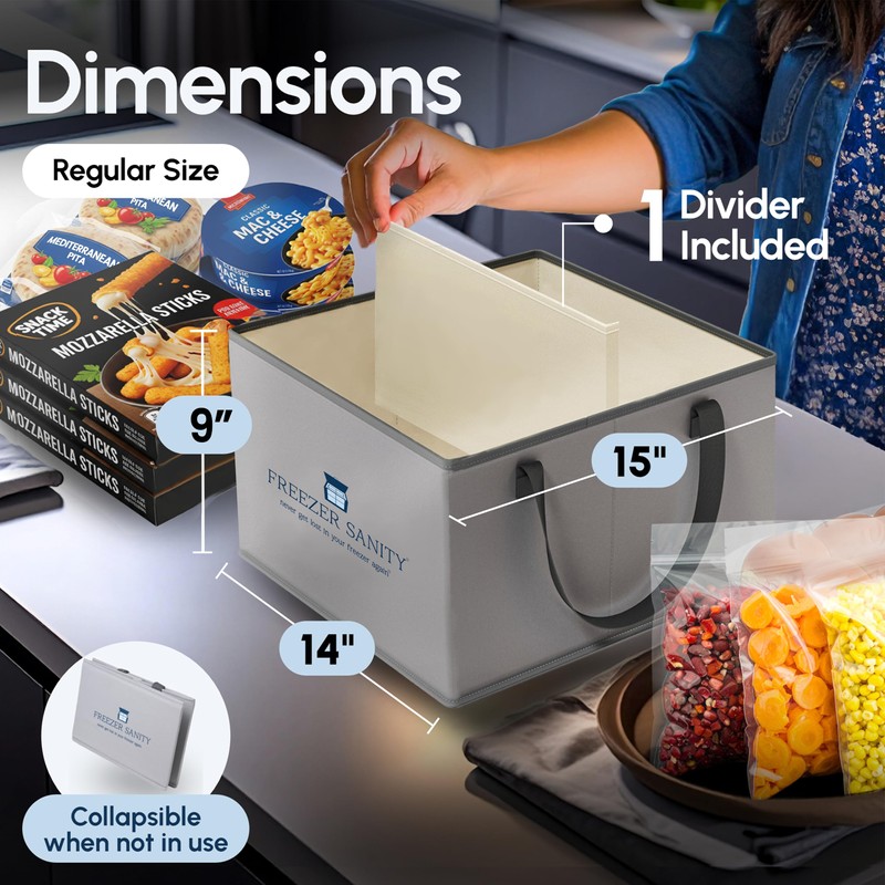 FREEZER SANITY The Original Chest Freezer Organizer Bins, Stackable Storage