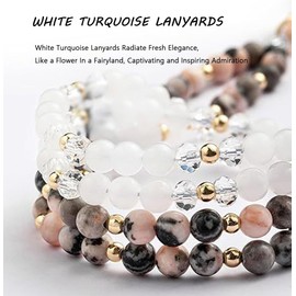 Qrhky Lanyards for ID Badges for Women Cute, with Badge Lanyards Retractable Beaded Lanyard Teacher Lanyard for ID Badges Keys, Perfect for Work Events and Gifts (Brown)