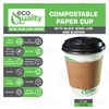 12 oz Compostable Paper Cups with Black Dome Lids and