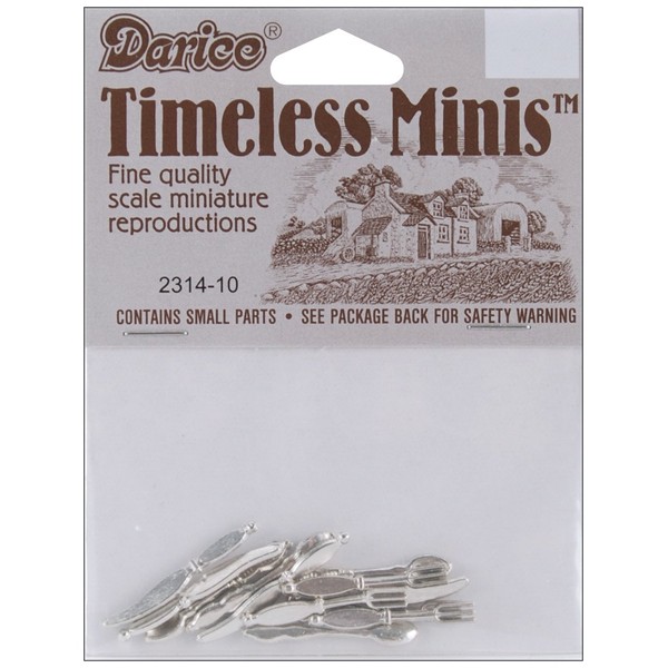 Timeless Minies 12 Pcs Miniatures Metal Silverware Set, 1 Inch
