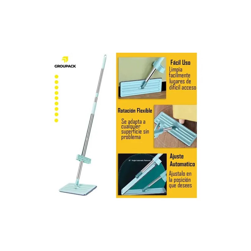 Trapeador Microfibra Fregona Plana Limpieza Total Mop