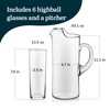 Libbey Modern Bar Highball Glasses Set of 6 and Pitcher,