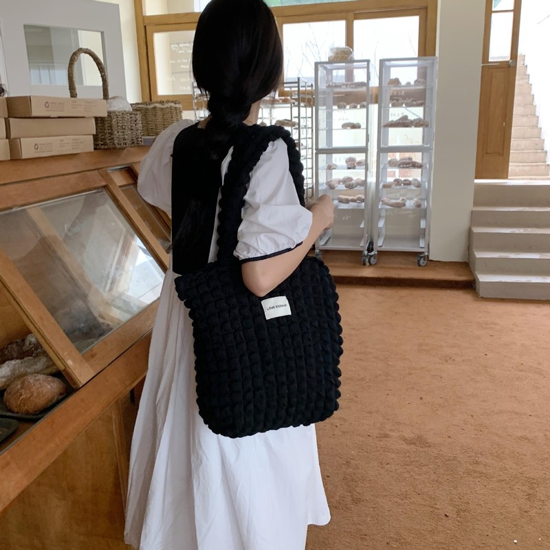 Petit-Germe Popcorn Bag, Tote Bag, Waffle Bag, 02.black