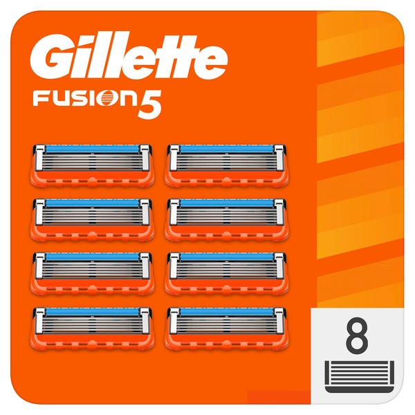 Gillette Fusion5 Recharges De Lames De Rasoir Pour Homme, 8 Recharges De Lames, Avec Cinq Lames Anti-Friction Pour Un Rasage De Près