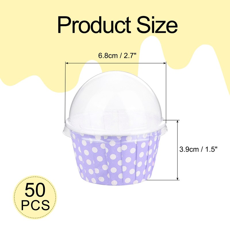sourcing map 50 Set Cupcake Liners with Dome Lids, Muffins
