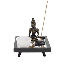 Tabletop Buddha Zen Garden with Sand Rock Candle Holder Incense Burner Gift & Home Decor