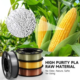 HEPHI3D Silk PLA 3D Printer Filament Pack 200g X 4 Spools, PLA Filaments 1.75mm, 3D Printing Filament for 3D Printer Pure Red Copper/Silver/Bronze/Gold, Compatible with FDM 3D Printers