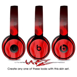 Skin Decal Wrap Works with Original Beats Solo Pro Headphones Fire Red Skin Only Beats NOT Included