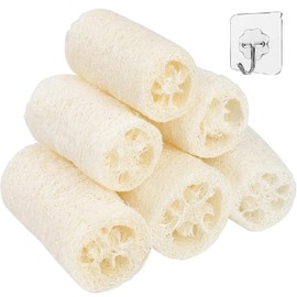 Loofah Sponge Natural, Loofah Cucumber Remove Dead Skin, Kitchen Loofah Sponge, 6 Pieces, Exfoliating Scrubber, Loofah 10 cm Natural Fibre Sponge, Perfect for Body Care, Kitchen, Bathroom Scrubber and