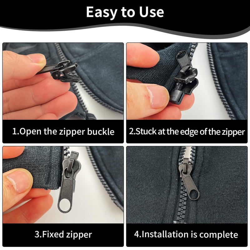 6 Pcs Zipper Pull Replacement, Zip Slider Repair Kit 3