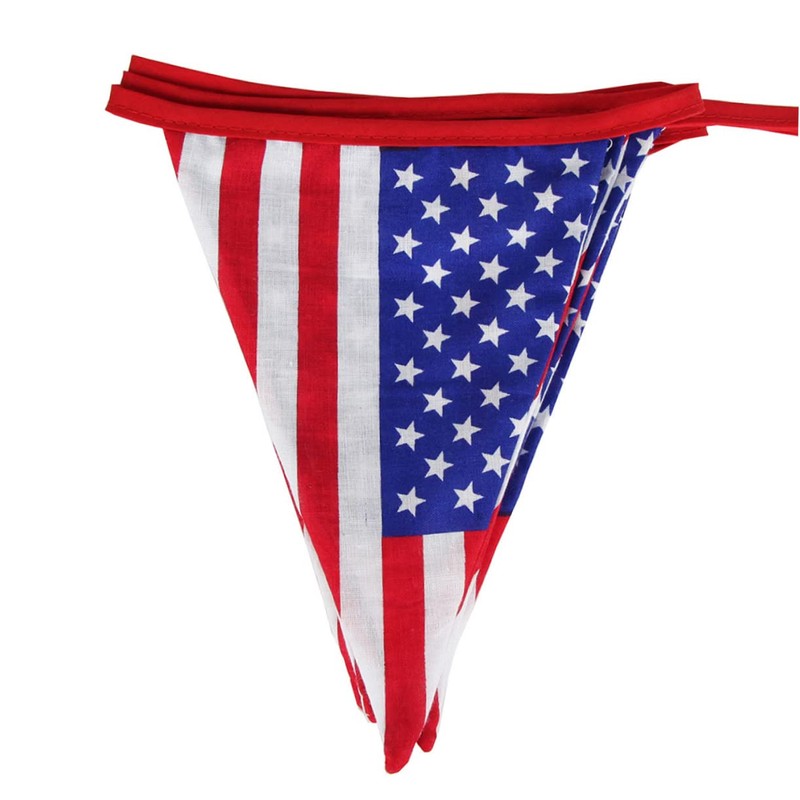 KOMBIUDA 12-pennant American Flag Banner Party Theme Decorative Triangle Bunting