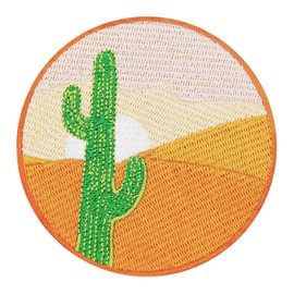 Cactus In the Desert Patch Embroidered Applique Badge Iron On Sew On Emblem