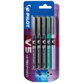 Pilot V5 0.5 mm Liquid Ink Rollerball Pen, Pack of 5