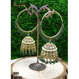 Unbranded 4 Pairs! BOLLYWOOD TRADITIONAL DIAMOND JHUMKA EARRING (Red, Green, Purple, etc.)