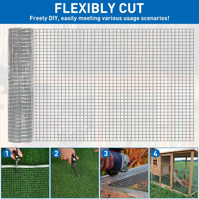 Hardware Cloth,Chicken Wire Fence,1/2 inch 15.7in x 6ft Galvanized Welded