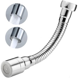 Flexible Tap Extension, Tap Attachment with 2 Modes, Water Tap Attachment Swivelling 360 Degrees, Aerators for Taps, Water Saver for Tap (2 Modes, 17 cm)