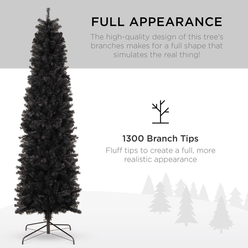 Best Choice Products 9ft Black Artificial Holiday Christmas Pencil Tree