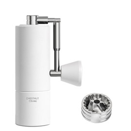 TIMEMORE Chestnut C3S Pro Manual Coffee Grinder, Stainless Steel S2C Conical Burr Coffee Grinder, Hand Coffee Grinder with Foldable Handle, Adjustable Grind Setting for Travel/Camping/Home, White