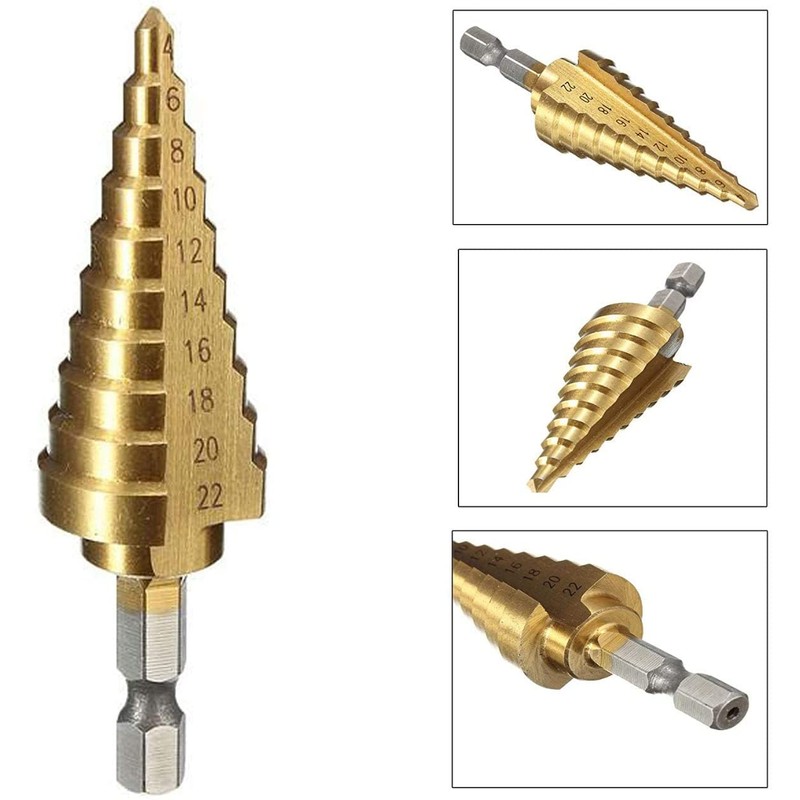 3DBUYER High Speed Step Drill Bit 4-22mm HSS 4241 Hex