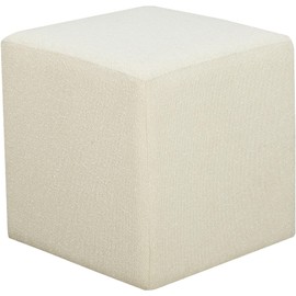 LifeStyle Solutions Lifestyle Solutions 18 Warren Ottoman Square Elegant Boucle, Stationary Ottomans, Backless Chair, Footrest for Living Room, Footstool Office, Bedroom, Padded Seat, Snow White Ivory