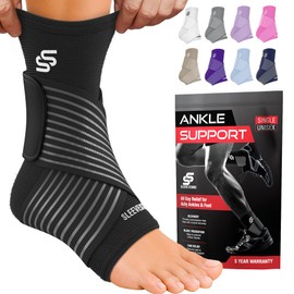 SS SLEEVE STARS Sleeve Stars Ankle Brace for Women & Men, Ankle Wrap for Sprain, Compression Sleeve for Plantar Fasciitis Relief, Easy Customizable Support: w/Removable Strap (Pair/Black)