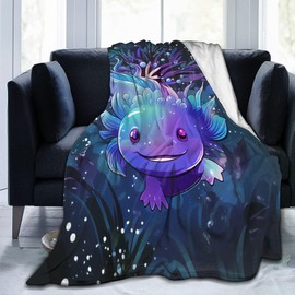 VODRM Axolotl Blanket Lovely Axolotls Gifts for Kids Adults Soft Warm Lightweight Cozy Cute Animal Dark Throw Blankets for Bed Living Room Sofa Couch Birthday Decor 40x50in