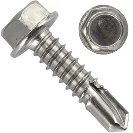 Self-drilling screws with hexagonal head and collar (shape K) 4.8 x 25 made of stainless steel A2 V2A (50 pieces) in accordance with DIN 7504 self-tapping screws OPIOL QUALITY®