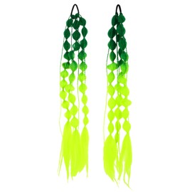 Ipetboom Bubble Braids Hair Extensions Rave Braids: 1 Pairs Green Hair Extensions with Hair Ties, Festival Rave Hair Extensions Crazy Hair Day Accessories for Girls Color Hair Extensions