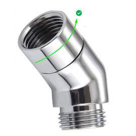 Shower Head Adapter,Solid Brass 135 Degree Shower Elbow Adapter,G1/2" Shower Head Extension Arm Connector (Chrome) (spinable)