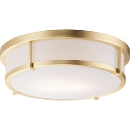 Maxim 10270WTSBR Rogue Polycarbonate Drum Flush Mount, 3-Lights 120 Total Watts, 5"H x 17"W, Satin Brass