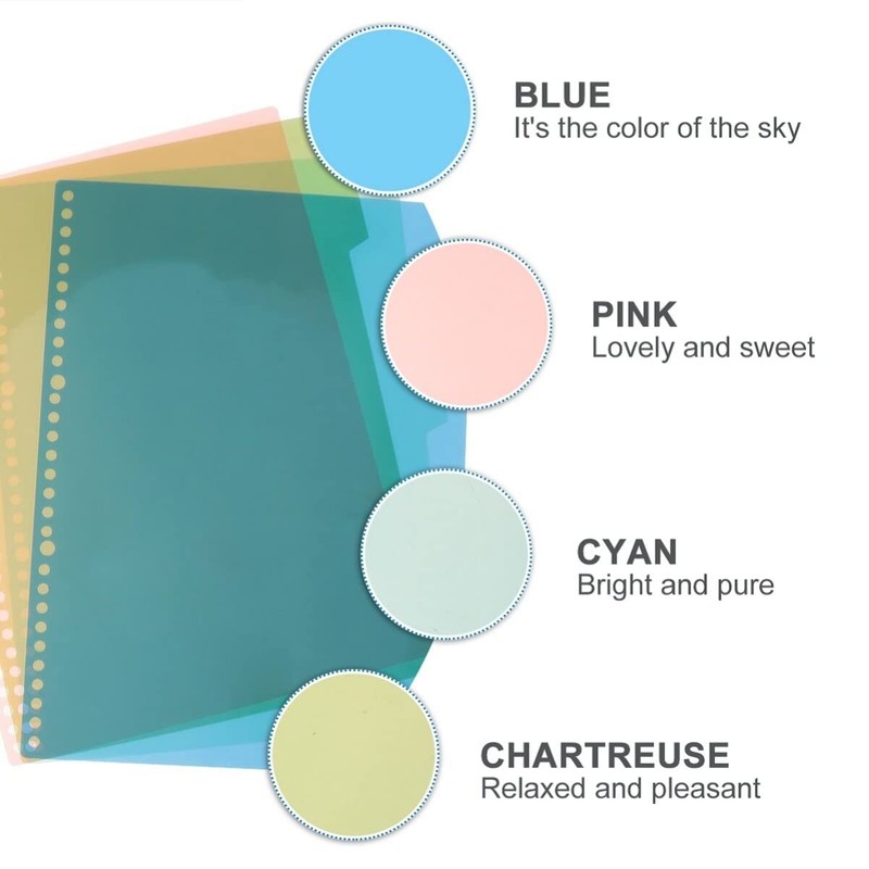 TOYANDONA File Index Divider Card Sheet a4 30 Holes Plastic