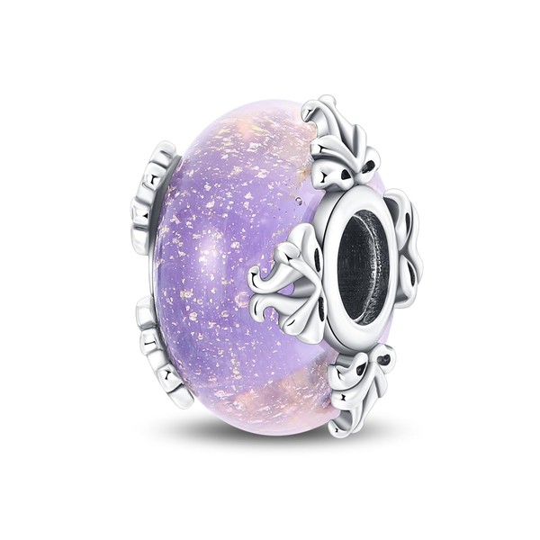 LNQOBU Murano Glass Charm Pendant, 925 Sterling Silver, Charms for