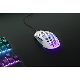 SteelSeries Aerox 3 - Mouse para Juegos Holey RGB - Diseño Ultraligero Resistente al Agua - Sensor óptico de núcleo TrueMove de 8.500 dpi - Nieve
