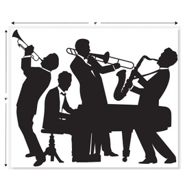 Great 20's Jazz Band Insta Mural Complete Wall Decoration Mardi Gras Music Party Supplies